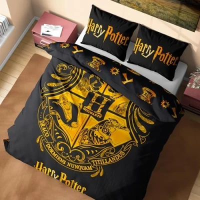 Imagen de Harry Potter Juegos de Fundas Nórdicas, Pack con Funda Edredón y Almohadas Disponible en Varios Tamaños (Negro Doble)