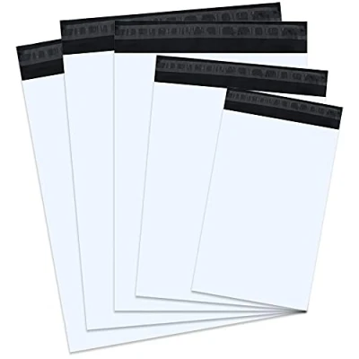 Imagen de HautStore Bolsas para Envíos por Correo Sobres, 5 Tamaños 100 pcs Envios Paquetes Postales Plástico de Genérico Polietileno Autoadhesivas Embalaje Sobres Blanco Opaca