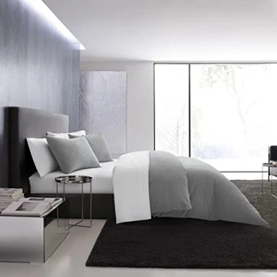Imagen de Vera Wang Juego de Funda edredón Queen, Ropa Cama algodón Lujo con Cierre botón, Incluye Fundas a (gofre, piqué Peltre Gris, Queen)