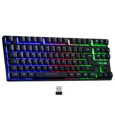 Imagen de The G Lab Keyz Caesium TKL WL Teclado Gaming inalámbrico, Gamer Compacto sin Numérico, Layout Español Bluetooth RGB, Batería de Larga Duración para PC/PS4/PS5 Nuevo