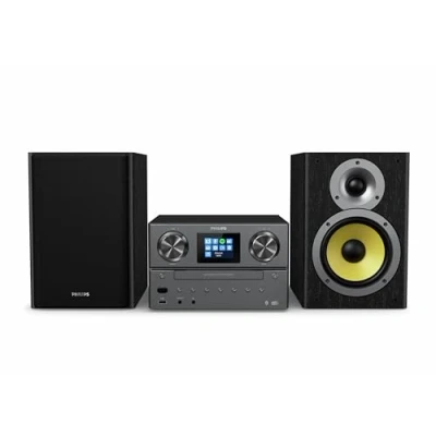 Imagen de Philips TAM8905 Sistema de música Micro 100W, Bluetooth, Spotify Connect, Radio por Internet, Dab+, CD, USB, Altavoces Bass Reflex, Control Digital Sonido, diseño clásico con Pantalla a Color