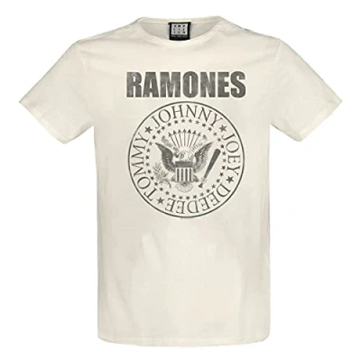 Imagen de Amplified Ramones Collection Vintage Shield Hombre Camiseta Blanco XXL 100% algodón Regular