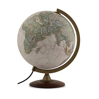 Imagen de TECNODIDATTICA Globo Terráqueo NATGEO Explorer Executive 30 Cartografía National Geographic Base de Madera Haya Iluminado Texto en Español Diámetro cm