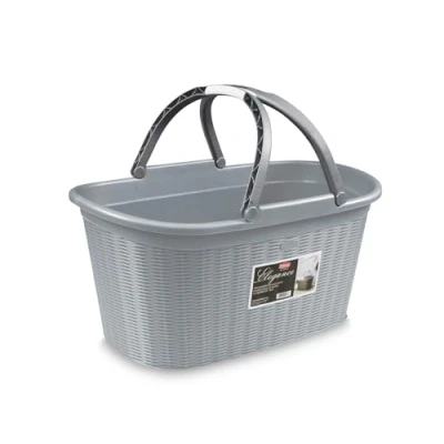 Imagen de Stefanplast Elegance Cesta de mimbre con asa, color gris, 58 x 37 29 cm, 8 unidades
