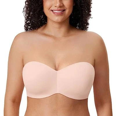Imagen de DELIMIRA Mujer Sujetador Invisible Apoyo con Aros Sin Tirantes Rosa Albaricoque 95E