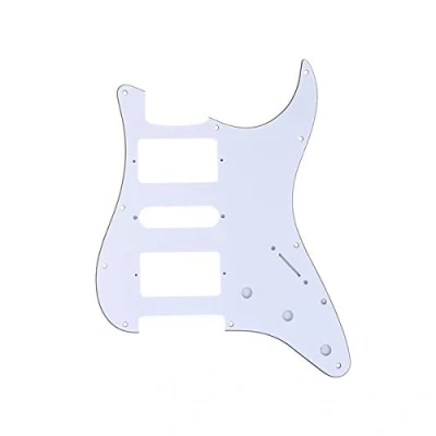 Imagen de Musiclily Pro 11 Agujeros HSH Strat Pickguard Golpeador para Guitarra Fender American/México Standard Stratocaster Estilo Moderno, 3 capas Blanco