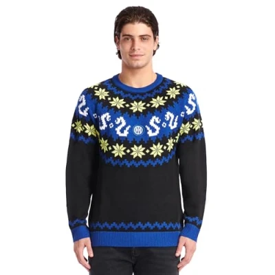 Imagen de Inter Maglione Di Natale Suéter, Negro y Azul, X Large Unisex Adulto