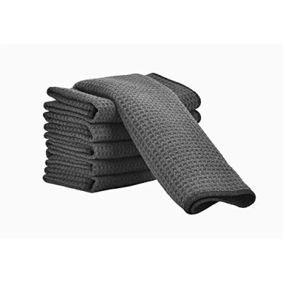 Imagen de Aniease Toallas de secado platos, toalla cocina microfibra súper absorbente, rápido, tejido gofre, juego 6 paños limpieza (gris, 30 cm x cm)
