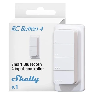 Imagen de Shelly BLU RC Button 4 Mando a distancia Bluetooth con soporte magnético, Control de dispositivos inteligentes, Inalámbrico, Fuerte encriptación, Múltiples clics, app iOS y Android