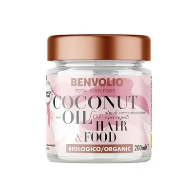 Imagen de BENVOLIO Aceite de Coco Para el Cabello Orgánico Bio Total Body Food 200ml Protector Térmico Pelo &amp; Mascarilla Fortalece y Hidrata Rizado Seco Coconut Oil Hair