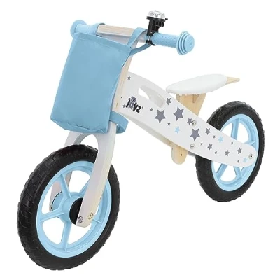Imagen de Joyz Bicicleta Infantil Equilibrada de Madera Azul Correpasillos sin Pedales con Bolsa Tela Asiento Ajustable Ruedas EVA 11 Pulgadas a Prueba Pinchazos Timbre y Asa Transporte