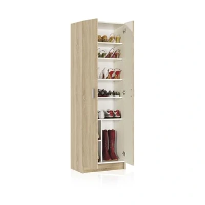 Imagen de duehome Armario Zapatero Multiusos, Auxiliar, Modelo Multi Useful, Acabado en Color Roble Canadian, Medidas: 59 cm (Ancho) x 180 (Alto) 37 (Fondo)