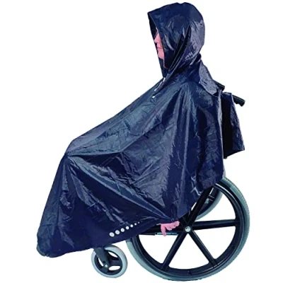 Imagen de GOTITA Poncho impermeable para silla de ruedas Chubasquero Universal Capa lluvia fácil usar. diseño italiano (Azul Marino)