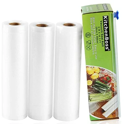 Imagen de KitchenBoss Bolsas de Vacío para Alimentos, 3 Rollos 20x500cm, Envasar al Vacio, Alimentos