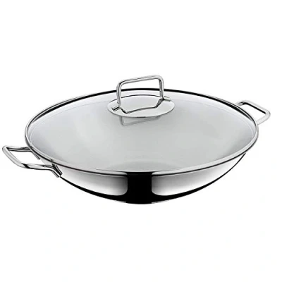 Imagen de WMF Macao Juego de wok 2 piezas con sartén 36 cm y tapa cristal, acero inoxidable Cromargan, sin revestimiento, para inducción