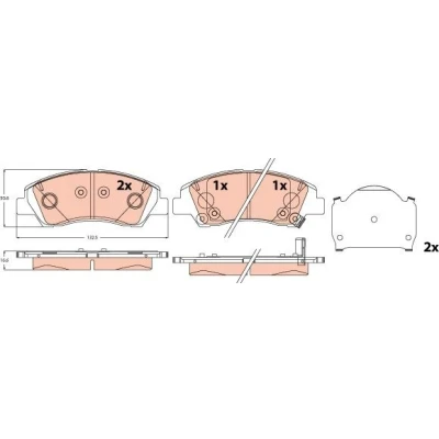 Imagen de TRW GDB2563 Juego de pastillas freno con avisador acústico desgaste accesorios HYUNDAI: i10 III Hatchback (AC3, AI3) 1.2 MPi