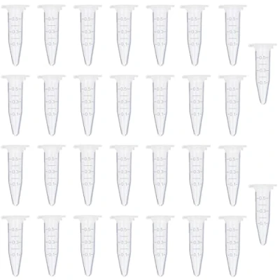 Imagen de 30 Piezas Tubo Centrifuga Transparente Muestra de Ensayo Laboratorio con Tapa Recipiente para Pigmento Experimento Biológico 0,5 ml
