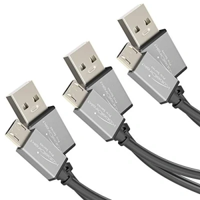 Imagen de KabelDirekt Cable Micro USB 2.0 0,5m, 1m, 2m, Paquete de 3 Unidades (Cable Datos Alta Velocidad y Carga, Adecuado para Smartphones tabletas con conexión USB)