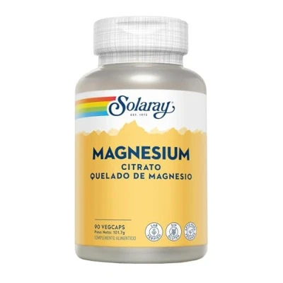 Imagen de SOLARAY® Magnesium. Magnesio Citrato.90 VegCaps. Ayuda a disminuir el cansancio y la fatiga. Contribuye al funcionamiento normal de los músculos. Sin gluten. Apto para veganos.