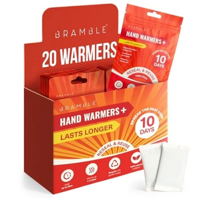 Imagen de BRAMBLE 20 Calentadores de Manos Reutilizables (10 Pares, 8 Horas Calor Durante 10 Días) Hand Warmer Almohadillas Calientamanos