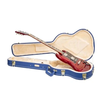 Imagen de Crossrock Designer Series CRW520SGVB Maletín de Madera para Guitarras eléctricas Gibson SG (Cerradura Seguridad, Patas metálicas), Color Azul, Azul Luminoso, SG, S