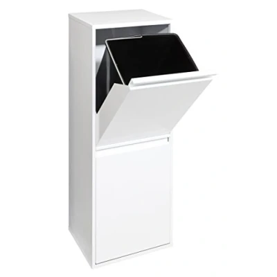 Imagen de Arregui Basic CR201 B Cubo de Basura y Reciclaje Acero 2 Compartimentos 2x17L (34L) Cubos Cocina Contenedores para Casa u Oficina blanco