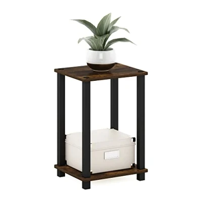 Imagen de Furinno Simplista Mesa Auxiliar, Engineered Wood, Pino Ámbar/Negro, 29.2 (D) x 34 (W) 49.8 (H) cm