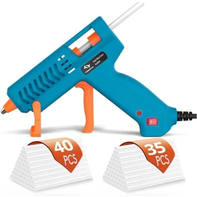 Imagen de Pistola Silicona Caliente Tilswall 50W con 75pcs Pegamento Barras 7*130mm de Caliente, Manualidades Antigoteo para Arte, Reparaciones y en el hogar,Oficina Escuela