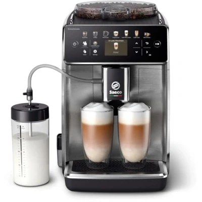 Imagen de Saeco GranAroma Cafetera Superautomática 16 Variedades de Café, Pantalla en Color Intuitiva, 6 Perfiles Usuario, Molinillo Cerámica (SM6585/00)