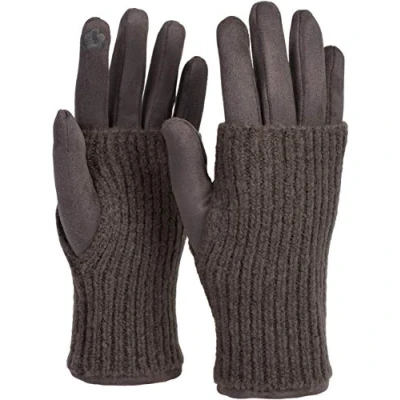 Imagen de styleBREAKER guantes de mujer tela para pantallas táctiles con puños punto amovibles, dedos, invierno 09010021, color:Gris