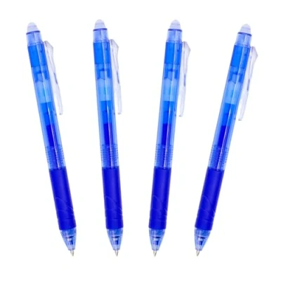 Imagen de Raylu Paper® Pack de 4 Bolígrafos Borrables Retráctiles, con Tinta Gel Híbrida, Color Azul y Trazo 0,7 mm (4 Azules)