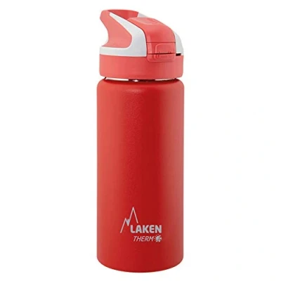 Imagen de Botella de Agua Térmica al Vacío Acero Inoxidable Doble Pared Laken (0,5L Rojo) Tecnología 24 Horas Frío Ideal para Trabajo o Deporte Cierre Hermético y Uso Vertical