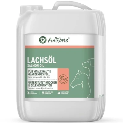 Imagen de AniForte Aceite de salmón 5 litros para Caballos y Perros 100% Natural, Contiene Ácidos Grasos Omega 3, EPA, DHA Linolénico. Beneficioso Huesos Fuertes Pelaje Brillante