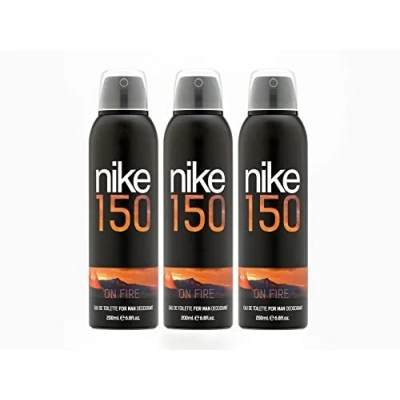 Imagen de NIKE On Fire Desodorante Hombre Spray 3 x 200 ml, Antimanchas para Todo Tipo de Piel, Natural y Larga Duración, Fragancia Amaderada Oriental