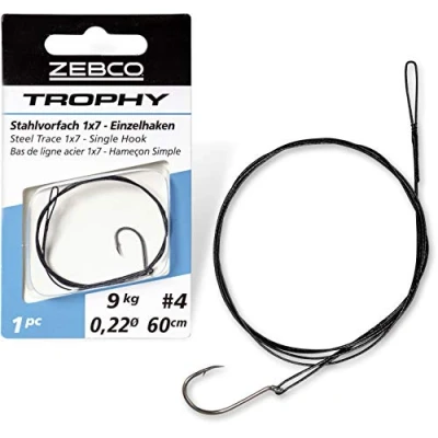 Imagen de Zebco Trophy Steel Leader 1x29 Accesorios Material líder Seguro con anzuelos Pesca de Lucio, Calidad, Variante, 12 kg / 50cm