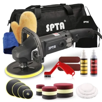 Imagen de Pulidora Coche, Máquina de Pulir, para SPTA 125/150/180mm Kit esponja pulido y Almohadilla Lana/D Mango Desmontable Perfecto Pulir Encerar Muebles,Coches SPTA0020