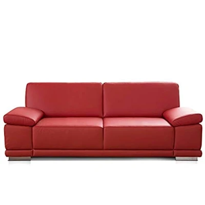 Imagen de CAVADORE Corianne Sofá pequeño de 2,5 plazas Fabricado en Piel sintética, diseño Moderno, reposabrazos Ajustable, Medidas 191 x 80 99 cm y Color Rojo