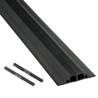 Imagen de D Line FC83B/2C/9M Canaleta de Suelo para Cables Longitud 9 m y cavidad 2 x 12 13 mm Pasacables Suelos Oficina Oculta previene Accidentes En Color Negro