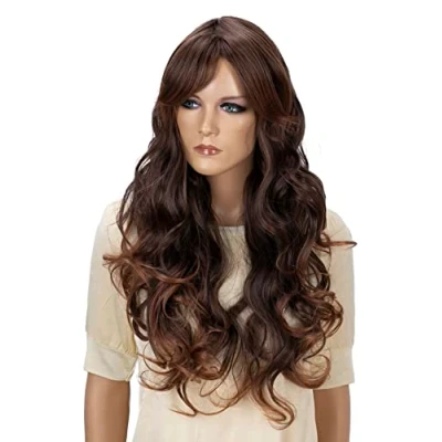 Imagen de CAISHA Peluca Voluminosa De Pelo Largo Ondulado Realista Cabello Sintético Resistente Al Calor Mezcla Marrón FS836b