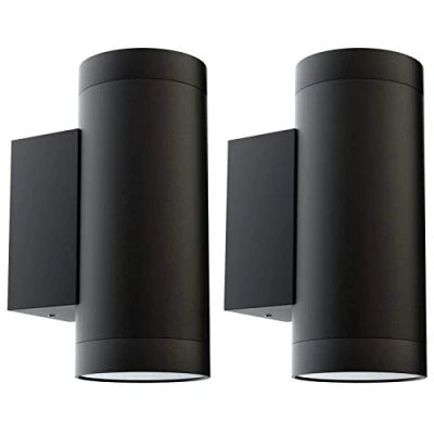 Imagen de Klighten 2 Piezas Aplique de Pared Exterior Arriba Abajo IP65 Lámpara Moderna Aluminio para Entrada Terraza Jardín, Zócalo GU10, Bombilla no Incluida, negro