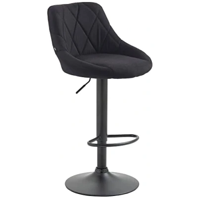 Imagen de CLP Taburete De Bar Lazio Tapizado En Tela &amp; con Base Metal I Silla Alta Regulable Altura Giratorio, Color:Negro, Color del Marco:Negro