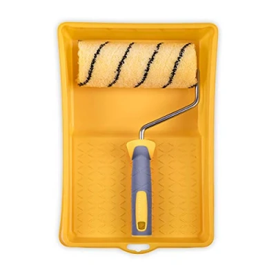 Imagen de HARDY WORKING TOOLS Kits de herramientas pintura, Rodillos Cubeta e Rodillo antigota poliacrílico, Altura del pelo 13mm, Eslora 18cm, Diámetro 48mm, amarillo negro gris, A0180 522000