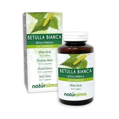 Imagen de Abedul blanco (Betula pendula, alba o verrucosa) hojas Naturalma 150 g 300 comprimidos Complemento alimenticio Natural y Vegano