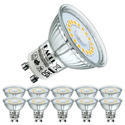 Imagen de EACLL Bombillas LED GU10 Blanco Neutro 5W Reemplaza 65W Halógena, Pack de 10, Focos Sin Parpadeo AC 230V, 4000K 495 Lúmenes 120 Spotlight, Lámpara Reflectora no Regulable