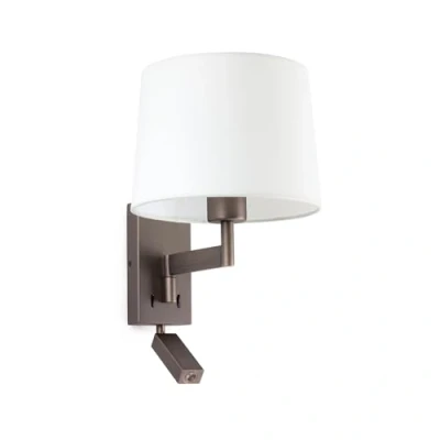 Imagen de Faro Barcelona 68492 01 ARTIS Lámpara aplique con lector bronce/blanca