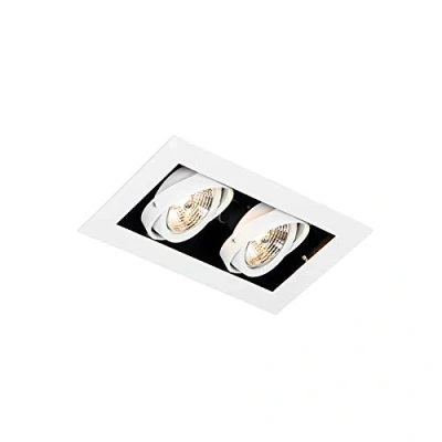 Imagen de QAZQA Foco empotrable moderno blanco 2 luces orientable ONEON 70 Acero Rectangular Adecuado para LED Max. x 50 Watt