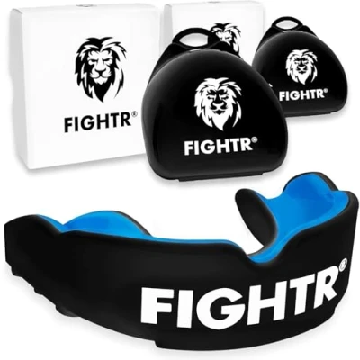 Imagen de FIGHTR® Premium Protector bucal respiración Ideal &amp; fácil de Ajustar, protección Dental Deportiva para Boxeo, MMA, Muay Thai, Hockey y Deportes Lucha, Incluye Caja higiénica