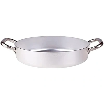 Imagen de Pentole Agnelli ALMA10630 Sartenes de aluminio profesional 3 mm, cacerola baja con 2 asas, 7.4 L