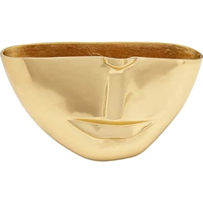 Imagen de Kare jarrón de diseño Media Cara, Dorado, Decorativo, Recipiente para Flores, Mesa, 38 cm