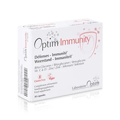 Imagen de Optim Immunity Vitaminas veganas para el Sistema Inmunológico de Niños y Adultos Vitamina C Acerola Natural, D3 Vegetal, Zinc, Selenio Beta glucano 30 Cápsulas